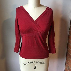Ann Taylor LOFT red 3/4 sleeve lightweight sweater